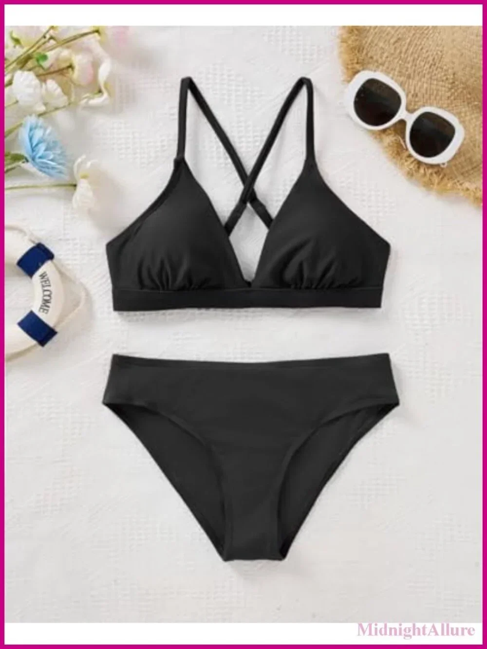 Yonique Women's Push Up Bikini Set V Neck Crisscross Back Two Piece Swimsuit